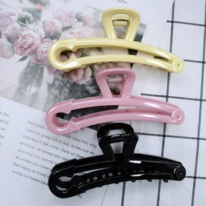 Three-piece set of large candy color safety pin hair claws in yellow, pink and black