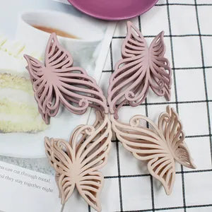 10cm large hollow butterfly hair claw clips with matte finish in neutral tones