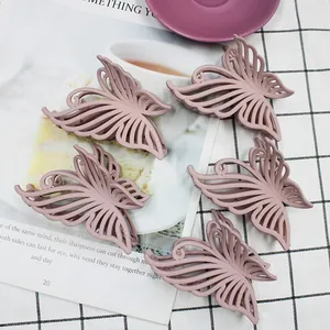 Matte butterfly hair claw clips set of 5 in dusty pink finish for thick hair