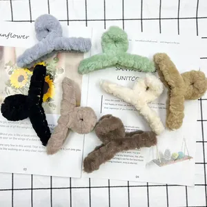 Pinza para el Cabello de Felpa Coreana para Mujer Linda Pinza de Tiburón de Piel Sintética Accesorios para el Cabello para Otoño Invierno