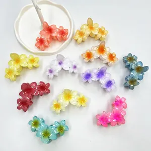 Elegante Fermaglio a Granchio Plumeria Sfumato in Resina a Forma di Fiore per Donne Ragazze Accessori per Capelli da Spiaggia Estate