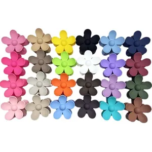 Pinza per Capelli a Forma di Fiore Opaca per Donna Grande Plastica Color Caramella Antiscivolo Clip a Squalo Accessori per Capelli Vintage