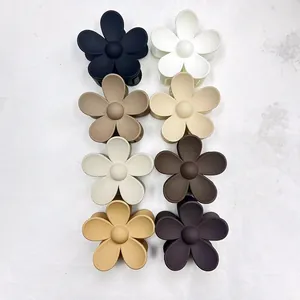 Set di 8 mollette per capelli a forma di fiore opaco in vari colori neutri