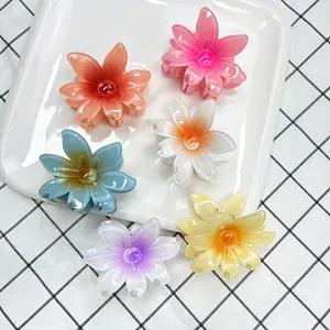 Pince à Cheveux Fleur de Frangipanier Hawaiienne Dégradé Résine Accessoires de Cheveux Été Plage Vacances pour Femmes Filles