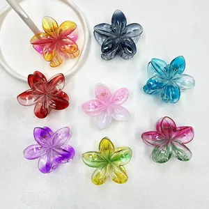 Pince à Cheveux Fleur de Frangipanier Transparent Dégradé Résine Accessoire Cheveux Femme Style Plage Vacances