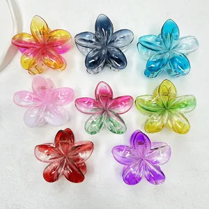 Lot de 8 pinces à cheveux fleur dégradées translucides en diverses couleurs d'été