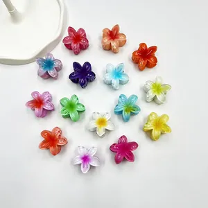 Mollette per capelli a forma di fiori di frangipane da 4cm in set vivace da 15 pezzi