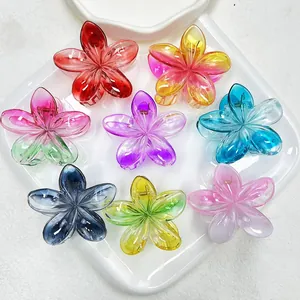 Lot de 8 pinces à cheveux plumeria translucides dégradées aux couleurs tropicales
