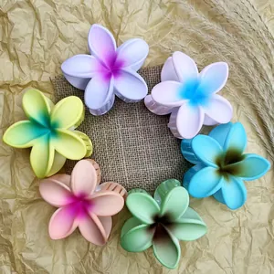 Set di sei mollette per capelli a fiore da 8 cm sfumate opache per vacanze al mare