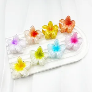 Set di 8 mollette per capelli a forma di plumeria sfumata su vassoio decorativo