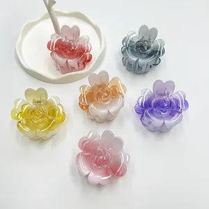 Donna Trasparente Sfumato Rosa Fiore Molletta per Capelli Acrilico Cuore Petalo Shark Clip Dolce Accessori per lo Styling Capelli