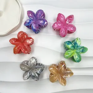 Set di 6 mollette per capelli a fiori in acetato marmorizzato colori estivi