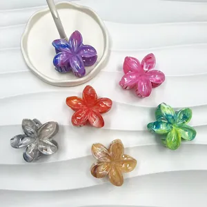 Set di sei mollette per capelli a fiori con motivo marmorizzato multicolore
