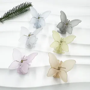 Lot de 6 pinces à cheveux papillon mates aux tons pastels avec ressort métallique