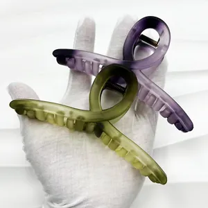 Detail of 13cm matte gradient shark hair claw clips with durable metal springs