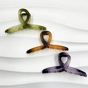 Three-pack 13cm gradient matte shark hair clips in green, amber, and purple hues