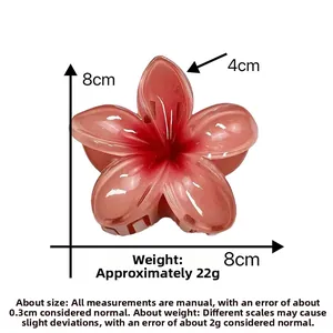 Detailansicht der 8cm Blumen-Haarklammer mit Farbverlauf und Maßen in Millimetern