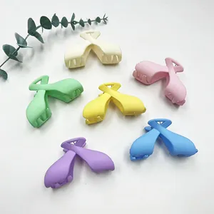 Set of 6 large matte pastel bow-shaped hair claw clips in assorted macaron colors