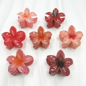 Set bunter Haarspangen in Blumenform mit Farbverlauf für Strandurlaub und Sommer-Styling