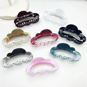 Elegant Cloud Shape Hair Claw Clip Gradient Solid Color Large Resin Hair Accessories For Women Korean Style Hollow Shark Clip