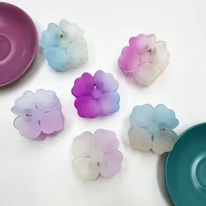 6-piece set of gradient flower hair claws with matte resin finish for women's styling