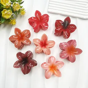 Farbverlauf Frangipani Haarkralle Harz Blumen Haarnadel Sommer Strand Urlaub Zubehör Für Damen Süße Florale Haarklammer