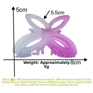 Detailed size specifications for butterfly hair claw with 8cm length and gradient colors