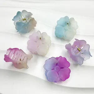 Set of 6 cute matte gradient flower hair claws in macaron colors for women hairstyles