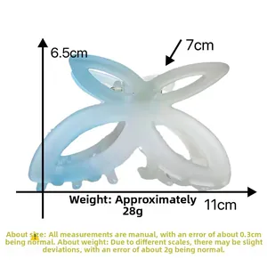 Detailed size specifications for the butterfly hair claw clip in blue gradient finish