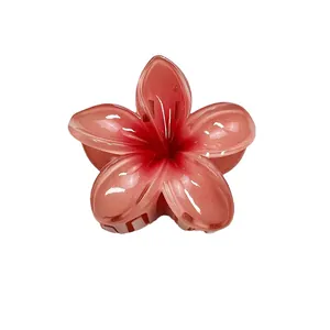 Gradient rote Frangipani Haarklammer mit glänzendem Finish für den Strandurlaub
