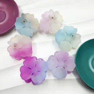Set of 6 cute matte gradient flower hair claws in macaron colors for women