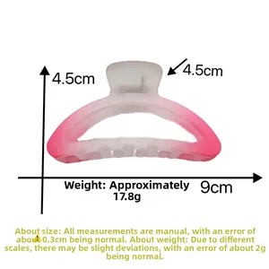 Detail view of pink gradient frosted hair claw clip showing dimensions of 9cm width and 4.5cm height