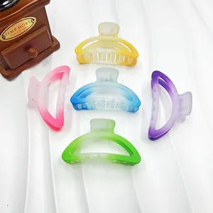 Five gradient candy color matte hair claws in a semicircular hollow design for women