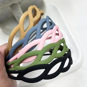Five-piece set of matte hollow wave-shaped headbands in assorted trendy colors for women