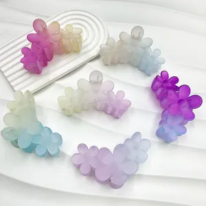 11cm matte gradient plumeria hair claw clips in assorted pastel colors for women