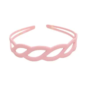 Matte pink hollow leaf headband for women with elegant woven texture hair accessory