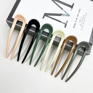 Minimalist U Shaped Hair Fork Elegant Plastic Resin Hair Pin For Women Simple Style Updo Hair Accessory Hair Clips Elegant