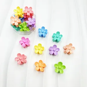 Mini macaron frangipani hair claw clips set for girls in a clear storage box