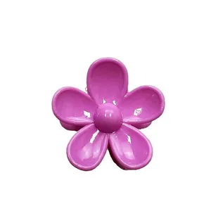Purple flower hair claw clip with 3cm glossy candy color petals for girls and women