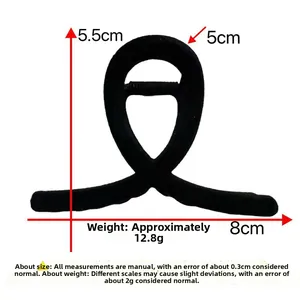 Detail view of black flocked hair claw clip with specific dimensions and 12.8g weight