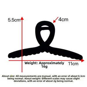Detailed dimensions of the black matte hair claw clip measuring 11cm by 5.5cm for women
