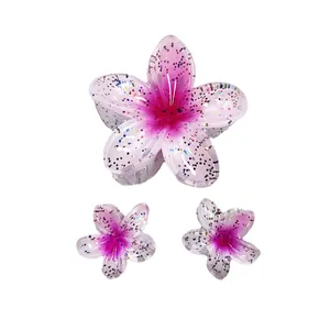 Set di mollette per capelli a forma di fiore rosa sfumato con finitura glitter