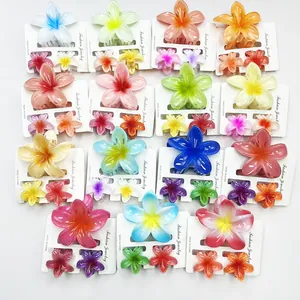 Set di mollette per capelli a forma di fiore di frangipane in 11 colori per la spiaggia