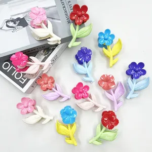 Pinze per capelli a forma di fiore in colori pastello, elegante set di clip a fiori