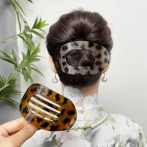 Barrette à cheveux élégante en écaille de tortue avec imprimé léopard chic