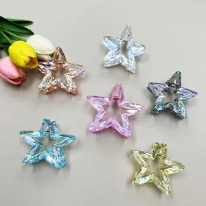 Set of 6 colorful star-shaped hair claws in vibrant candy colors with wavy texture