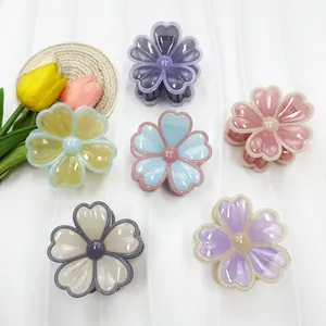 Pince à Cheveux Fleur Transparente en Résine Style Coréen Épingle à Cheveux Florale Douce pour Femmes Accessoires Cheveux Été