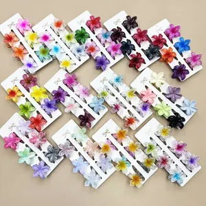 Plumeria Blume Haarklammer Set Farbverlauf Harz Floral Haarschmuck Für Damen Urlaub Strand Sommer Stil Haarnadeln