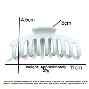 Detailed dimensions of the white silicone hair claw clip showing 11cm length and 4.5cm height