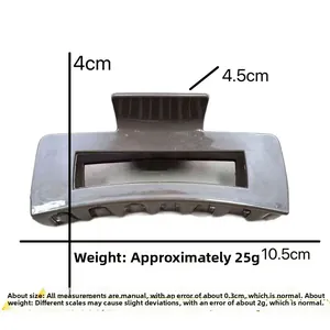 Detail view of large grey silicone hair claw clip showing precise 10.5cm dimensions